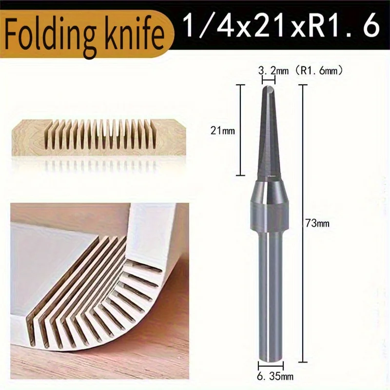 

1pcs 1/4mm Arc Grille Open Fan Round Bottom Cutter Taper Fine Mouth Arc Groove Slotting TCT Woodworking Milling Cutter