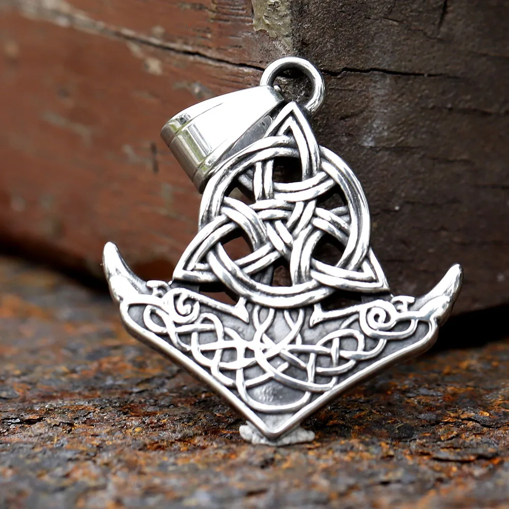 2025 nouveauté 316L acier inoxydable Double corbeau tête pendentif Viking celtique noeud pendentif Animal conception spéciale bijoux