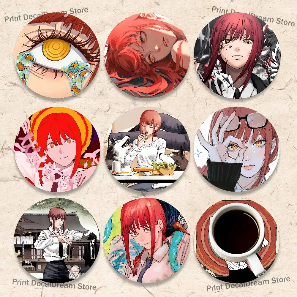 

Anime Makima Wood Coaster Set - Heat Resistant For Tea & Coffee, Home Cafe Decor Holiday Gift