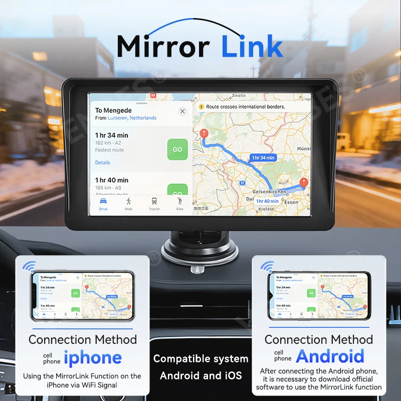 VENBES 6-inch autoradio Carplay Android Auto Mirrorlink IPS touchscreen USB WIFI FM Type-c achteruitrijcamera