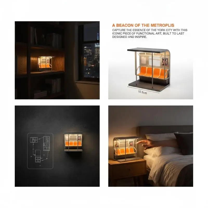 Vintage Style Subway Train Desk Lamp Warm Eye-Caring LED Light Decorative Ornament for Office Desktop Decor