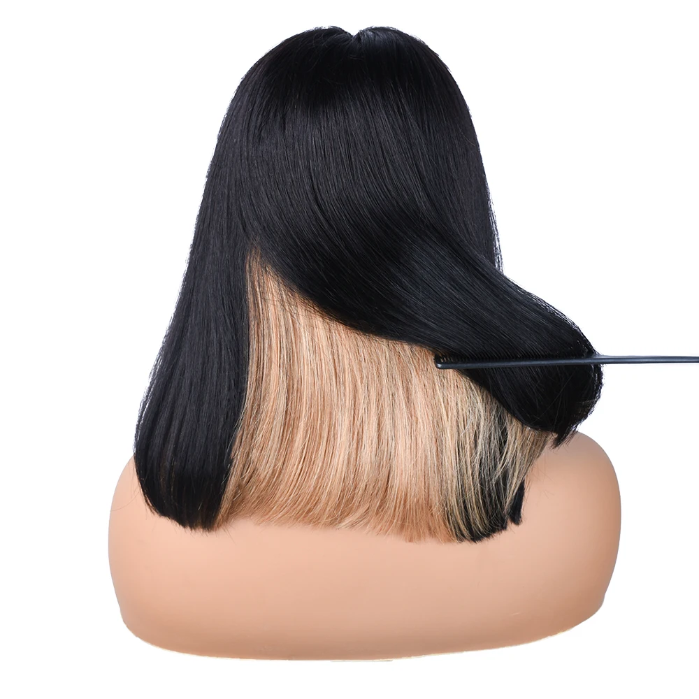 

Bob Wigs Human Hair Straight Hiding Blonde #27 Color Balayage Highlight Wig 100% Human Hair Wigs