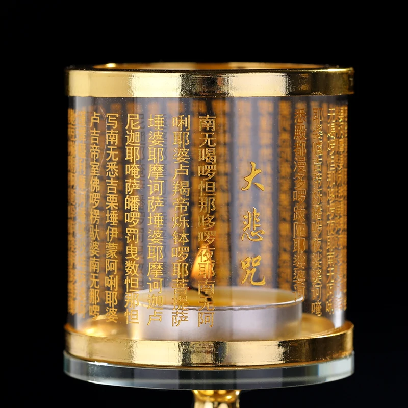 Buddhist Supplies Crystal Oil Lamp Holder Ornaments Windproof Lampshade Buddha Hall for The Candle Holders Decoration