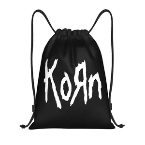 Custom Korns Logo And Symbol Drawstring Backpack Bags Women Men Lightweight Rock Band Gym Sports Sackpack Sacks for Yoga