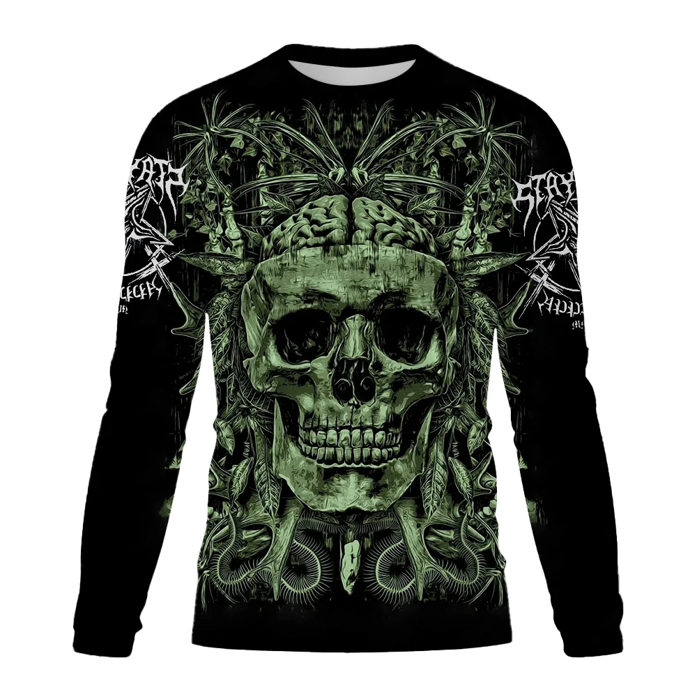 Men's New Crew Neck TShirt Terror Skull Graphic 3D Print Short Sleeve Vintage Casual Fashion Men Street Clothing Sweatshirt Tops