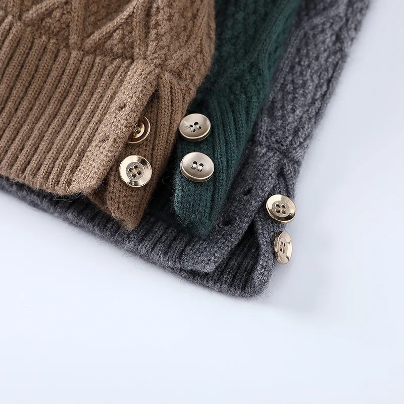 Maglione da uomo a maniche lunghe con collo alto e mezzo dolcevita, top in maglia dolcemente spessa