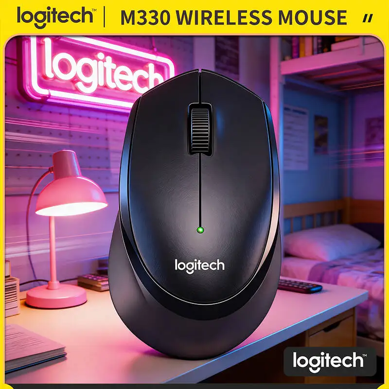 

Беспроводная мышь Logitech M330 Silent Plus с USB-приемником 2,4 ГГц, эргономичная, комфортная, с 18-месячным сроком службы батареи, для офиса, дома, ПК
