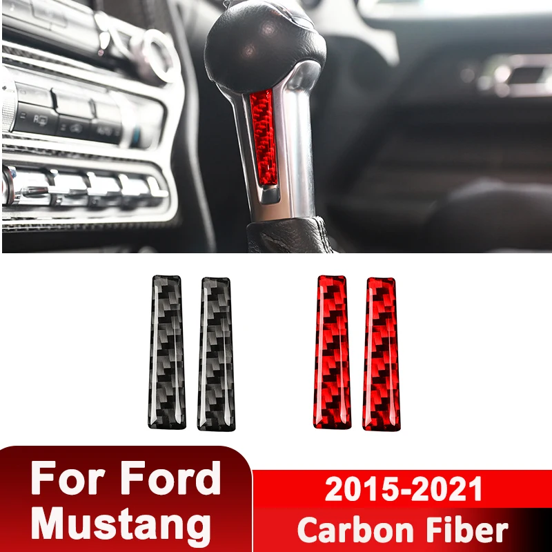 

For Ford Mustang 2015-2021 Carbon Fiber Car Gear Shift Knob Side Trim Strips Decorative Sticker Auto Interior Accessories