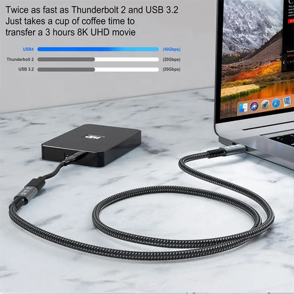 USB4.0 40Gbps Extension Cable USB Type C to Type C PD 100W 5A Fast Charging Cable Thunderbolt 3 8K@60Hz Cable For Macbook Pro