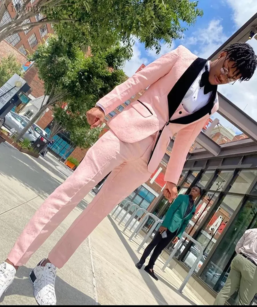 

Customized Men's Suit One Button Groom Tuxedos Jacket Blazers Halloween Costume Elegant For Luxury Man Suit's For Wedding 518