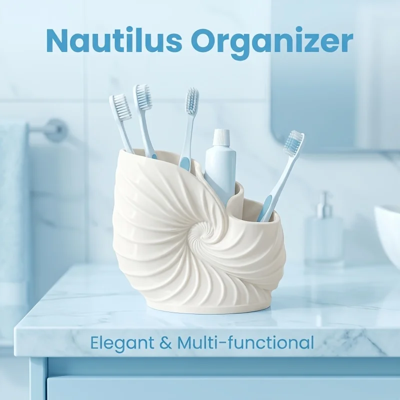 Multifunctional Bathroom Counter Organizer, White Toothbrush Holder for Vanity Sink Home Office Desktop Decor Storage