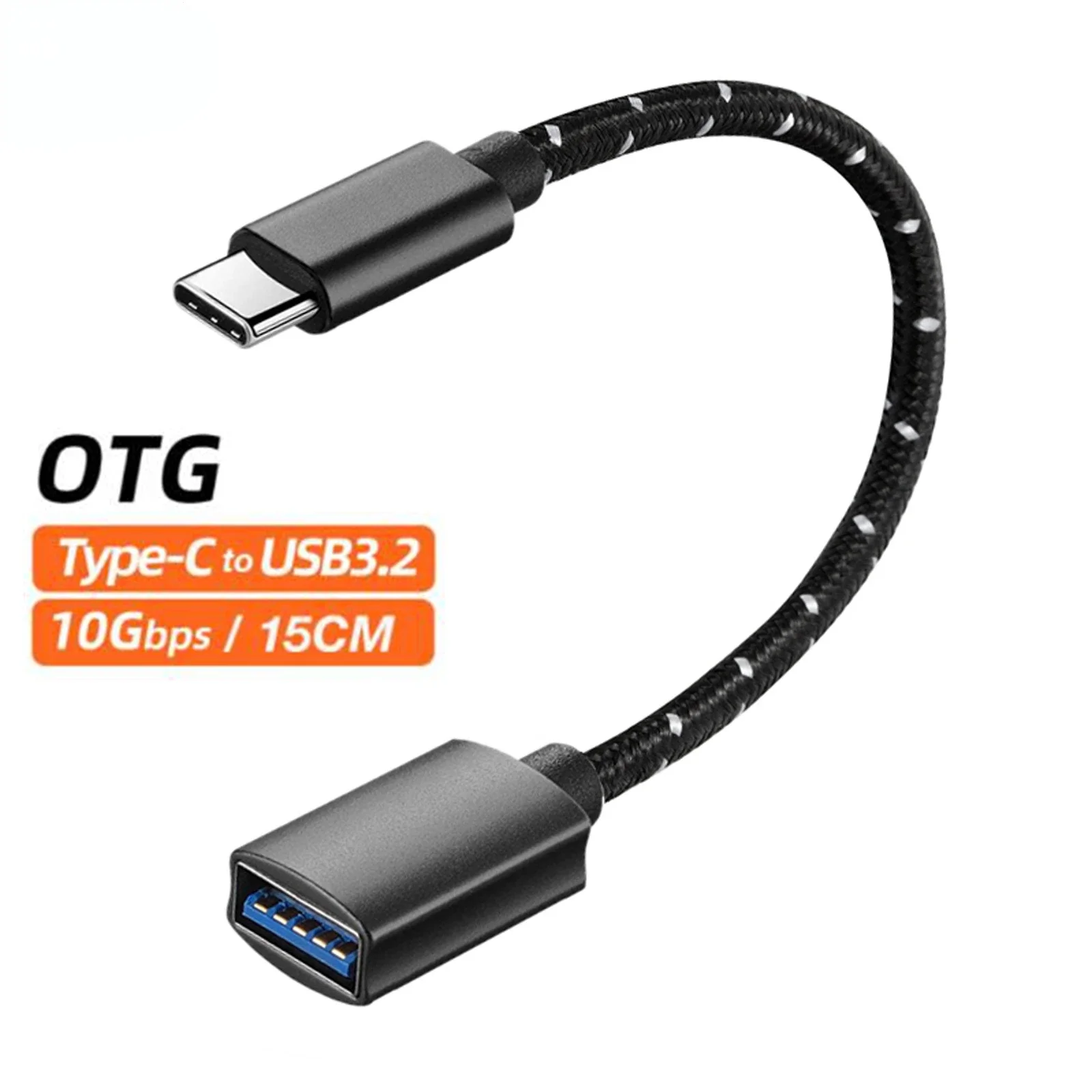Portable OTG Adapter 10Gbps Type C to USB 3.2 Female Braided Cable for Samsung Huawei MacBook Pro Charging Data Extension Cable