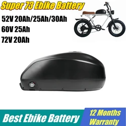 60V 72V eBike Battery Pack 52V 20Ah 25Ah 30Ah 21700 Li-ion Bicycle akku for Super73 S2 RX electric bicycle With Safety BMS