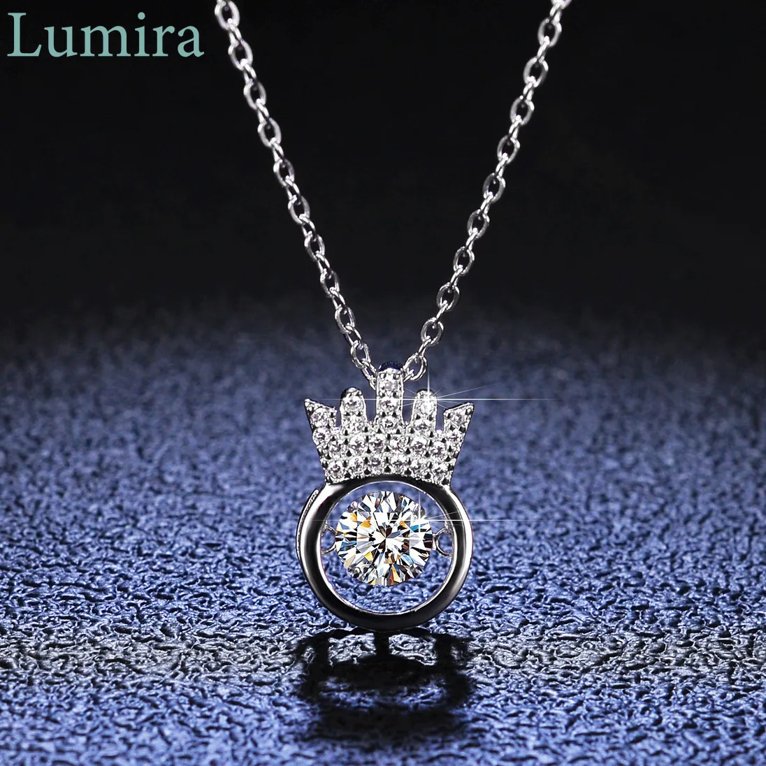 

Lumira 0.5 Carat Mossanite Pendant Platinum PT950 Necklace for Women Crown-Shaped Heart Pendant Choker Necklace Jewelry Gift