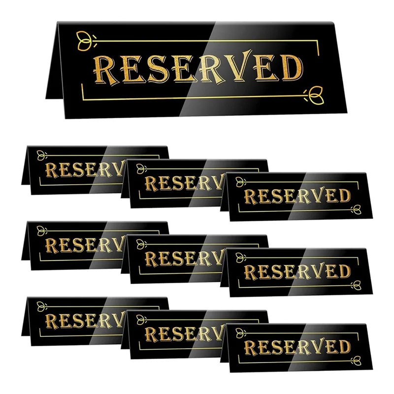 Waterproof Double-Sided Acrylic Table Tent-10PCS 6X2x1.6 In Reservations Signs-Seated Table Top Cards