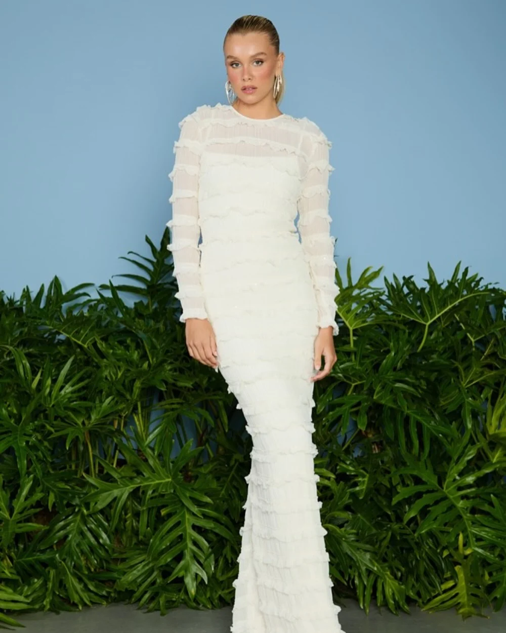 

Customized Simple Chiffon Ruched Pleat Mermaid Jewel Long Dresses Bespoke Occasion Celebrity Elegant Exquisite