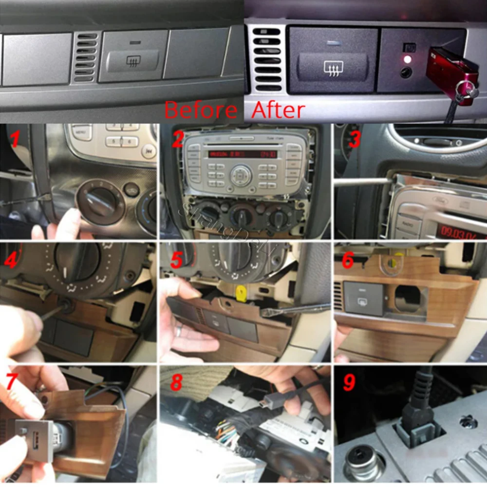 1 قطعة صالح لفورد فوكس II MK2 2009 2010 2011 سيارة الفضة USB المدخلات محول الصوت راديو U-القرص فلاش المقبس واجهة كابل