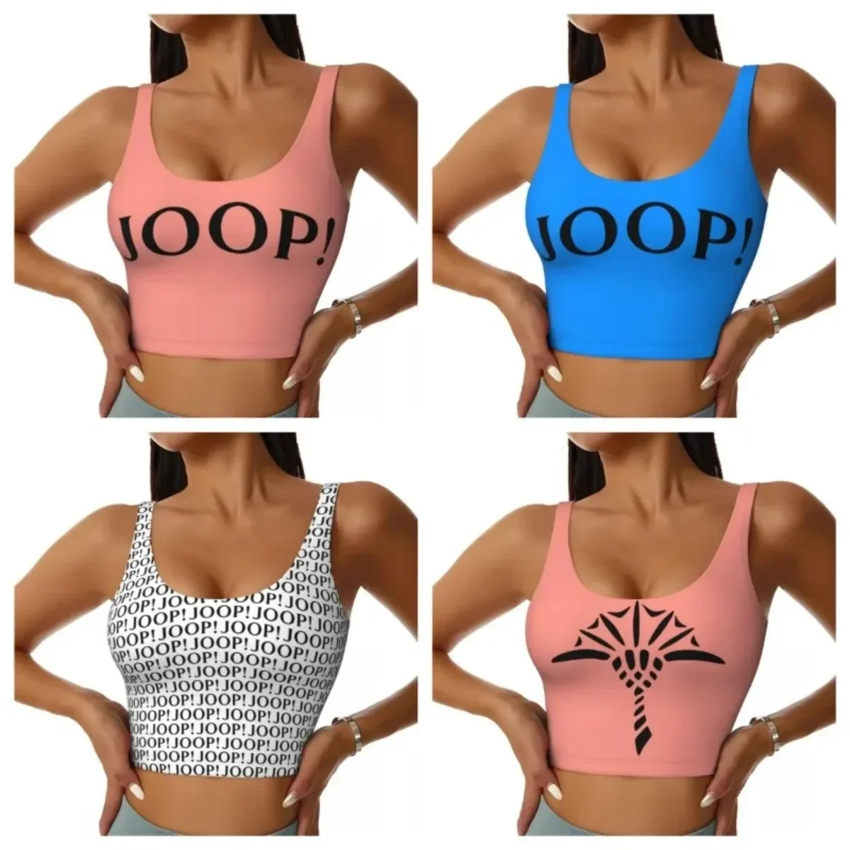

Women's 3D Joops Letter Print Sexy Hot Sports Bra High Intensity Fitness Yoga Comfort Loose Cropped Tank Top