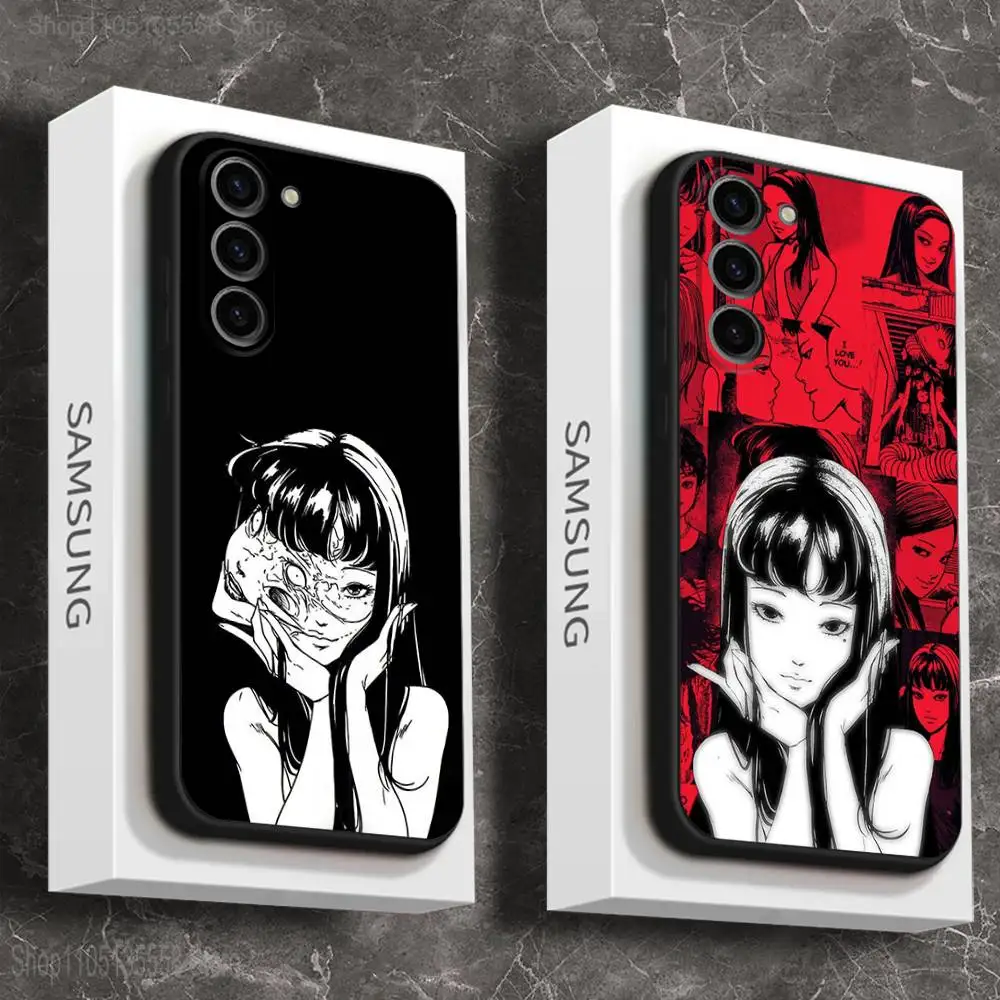 การ์ตูนเจ-จุนจิ อิโตะ ที-โทมิเคสโทรศัพท์สำหรับซัมซุงกาแล็คซี่ A 73,72,51,53,52,71,22,5G,หมายเหตุ,J7,8,9 ปกนุ่มสีดำ