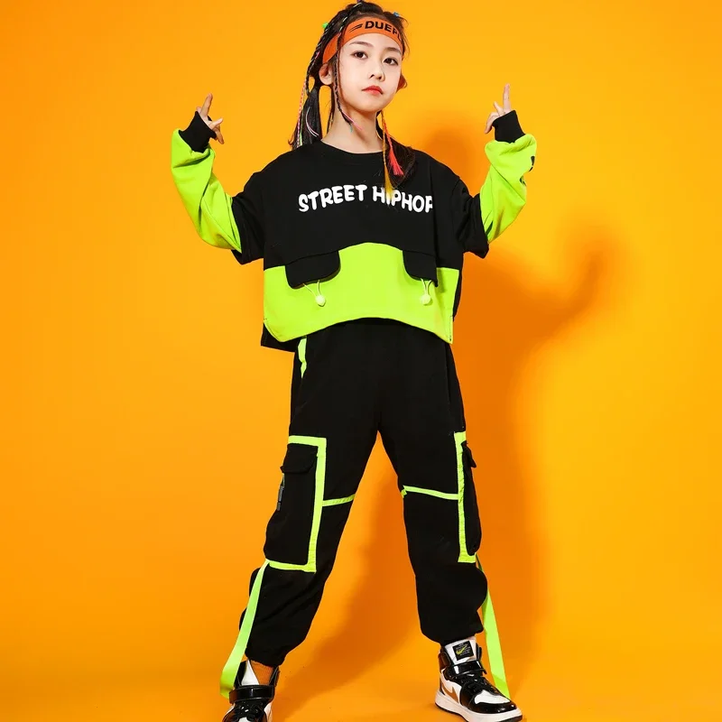 New Korean Top Pants Jazz Suit Children Hiphop Street Dance Clothes Boys Girls Hip Hop Costumes Kids Street Dance Outfit suits