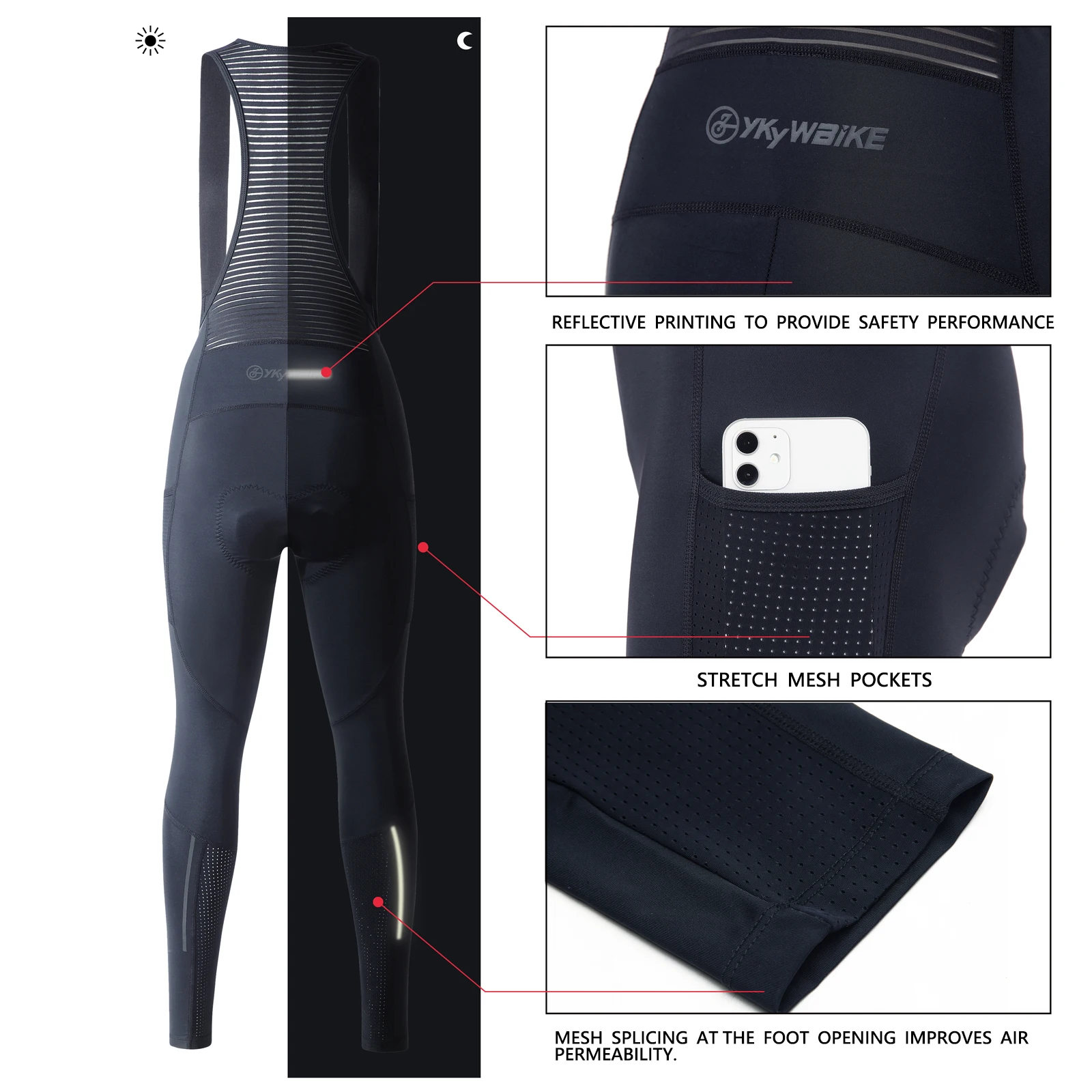 Ykyw Frauen Radfahren Lätzchen lange Hosen hochwertige MTB Rennrad Fahrrad Kleidung elastische gepolsterte Strumpfhose Pro Fahrrad hose 7h Fahrt – Detail 12