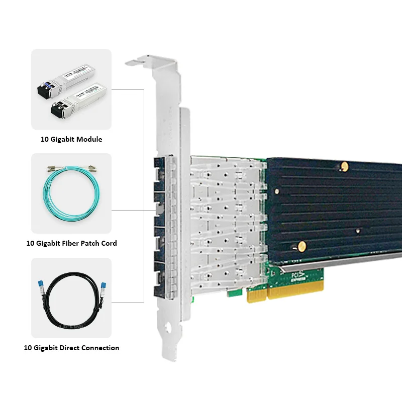 LREC9804BF-4SFP+ Kartu Jaringan Quad-port PCIe 10Gb NIC PCI Express x8 Adaptor Server 10 Gigabit Berbasis Intel XL710