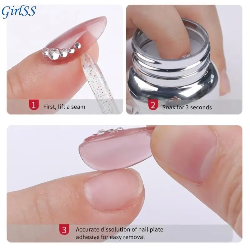 Removedor adesivo para unhas, solução imersão suave para prensar unhas e pontas T4MB