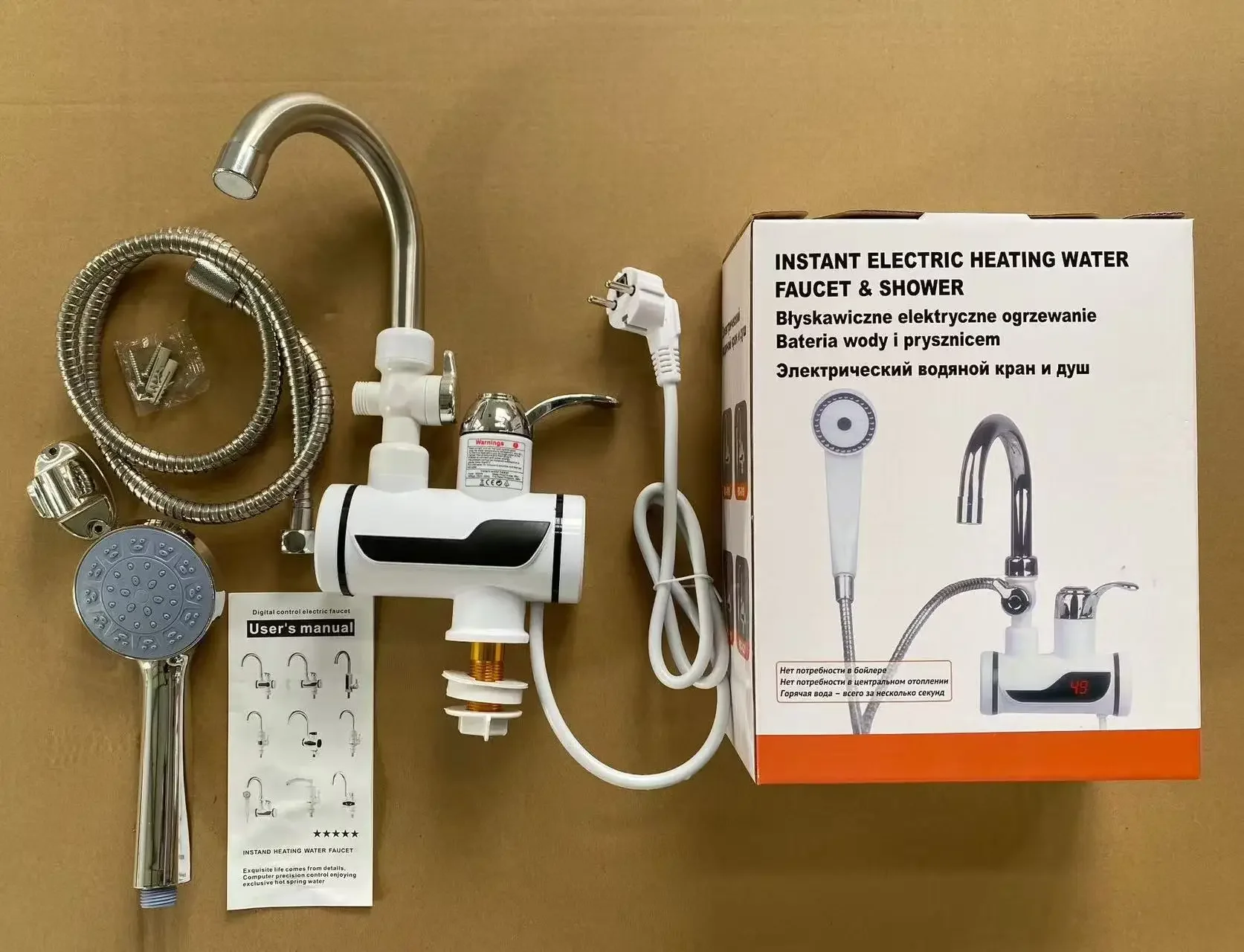 

Электрический смеситель премиум-класса с мгновенным нагревом для ванной комнаты: быстрое нагревание воды за три секунды для купания и мытья головы