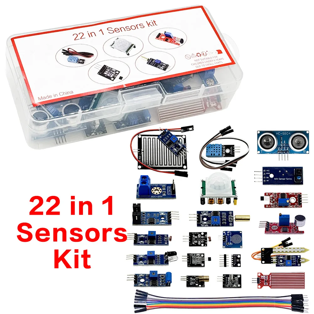22in1 Sensor Kit Module for Robot Learning Kit with Soil Moisture Sensor Microphone Photosensitive & Obstacle Avoidance Features