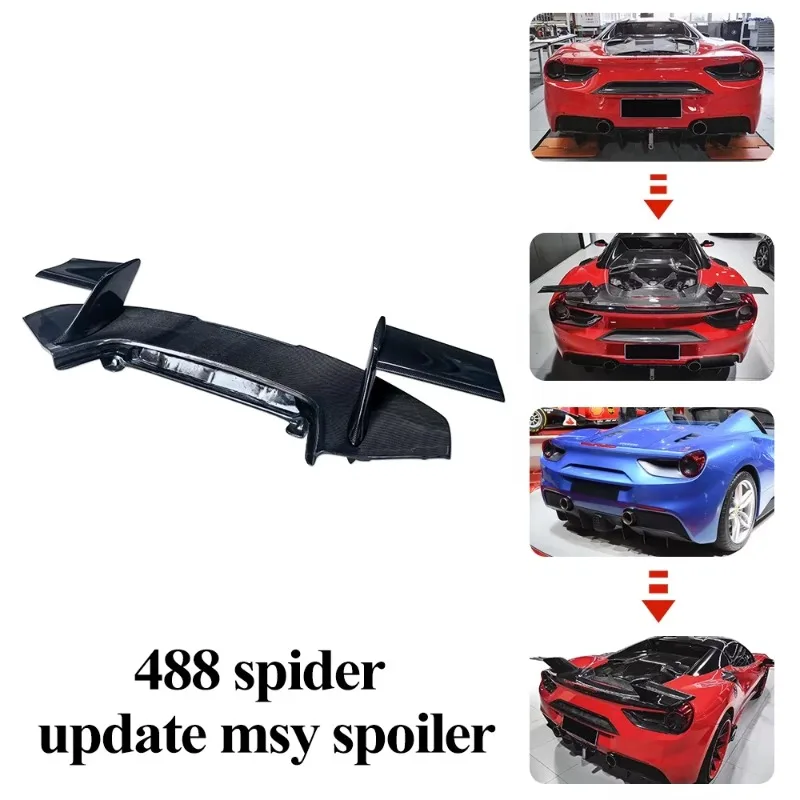 For Style Dry Carbon Fiber Single Deck High Car Rear Spoiler Wing