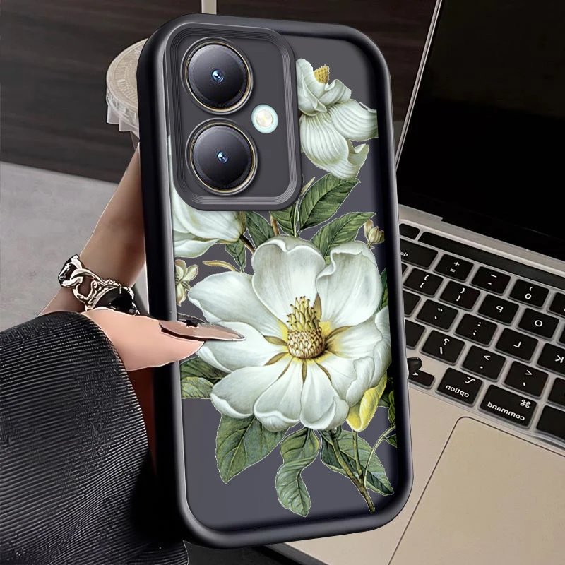 Flower Painted Phone Case For Vivo Y27 Y35 Y35M Plus Silicone Anti Drop Soft Cover Funda VivoY27