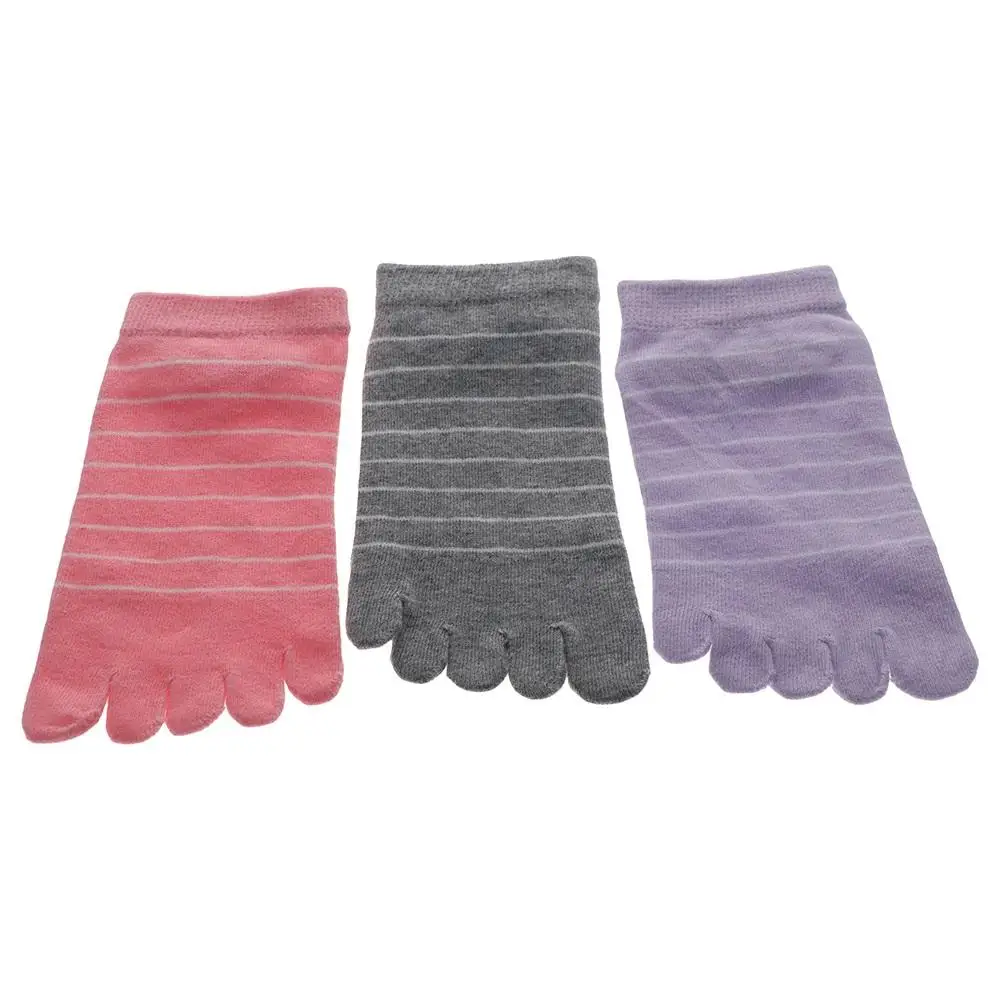 Breathable Solid Color Striped Short Tube Ankle Socks Solid Striped Sport Sock Low Toes Socks Five Finger Socks Five-toe Sock