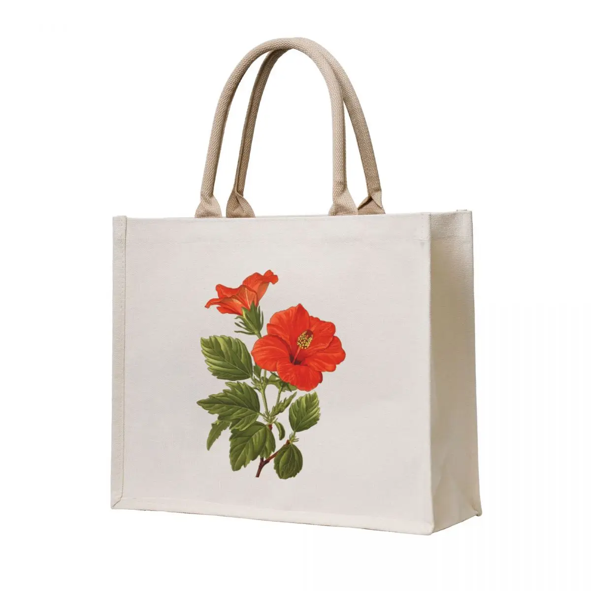 

Hibiscus flower Antique Botanical Illustration Tote Bag women bag female bag Handbags