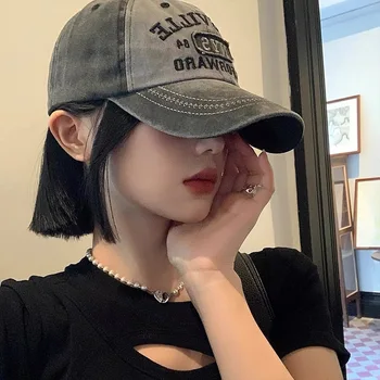 Retro Letter Embroidery Baseball Caps Men Women Washed Cotton Adjustable Casual Hat Hip…