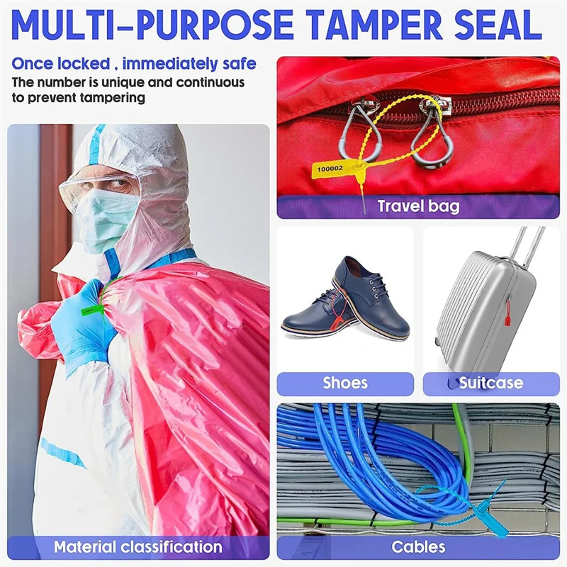 N93R 1000 Pcs Plastic Tamper Seals Fire Extinguisher Tags Security Tags Seals Safety Numbered Zip Ties Labels