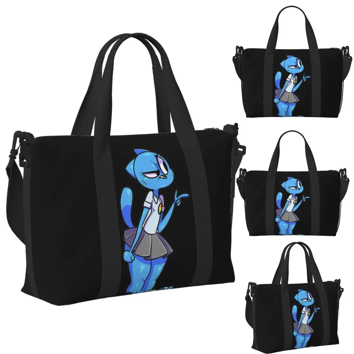 

Custom Nicole Gumball Watterson Beach Travel Bag Large Capacity Tote Bags for Gym Sport Women Shopping Duffle Shoulder Bag