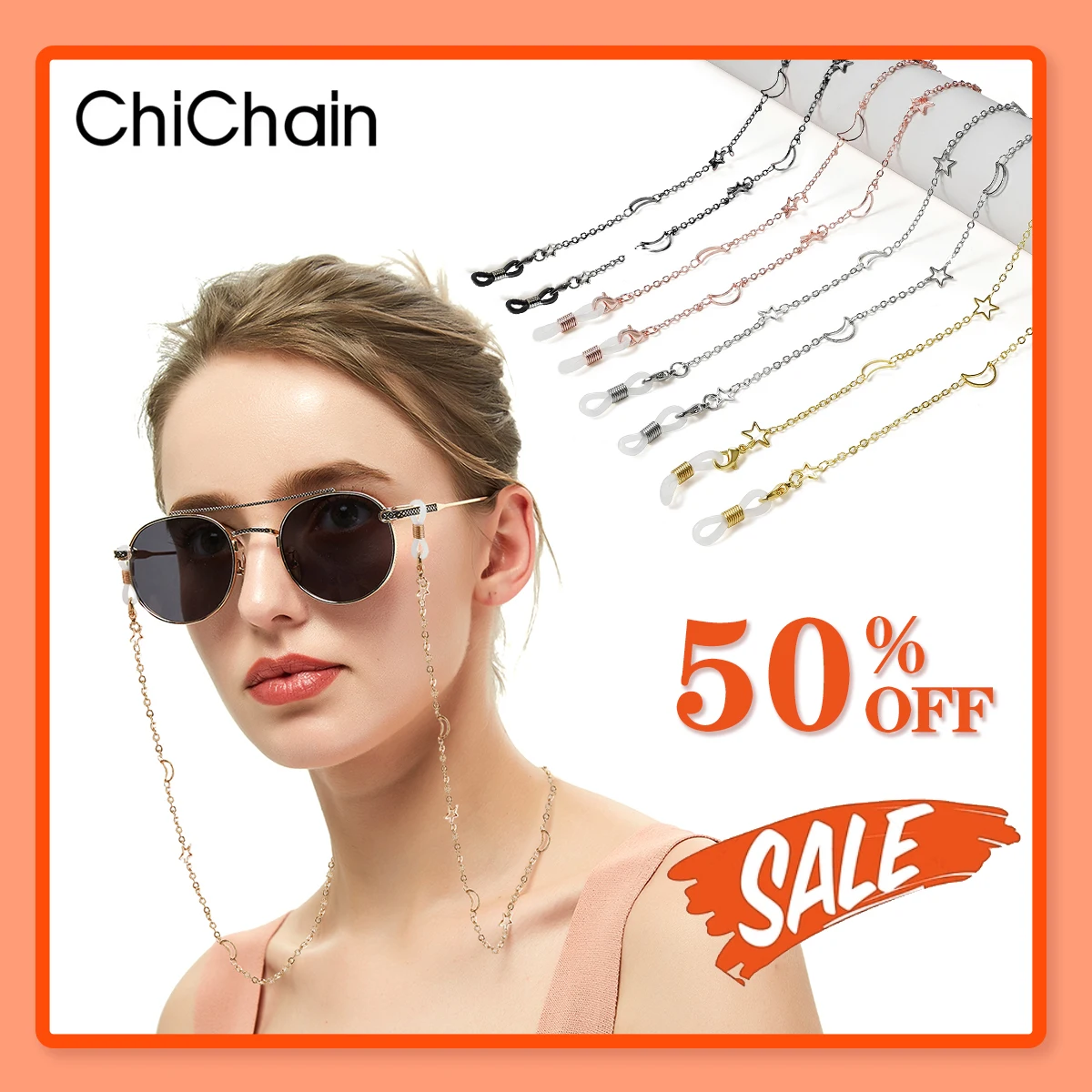 

Y2K Style Hollow Star Moon Glasses Chain for Women Sweet Sunglasses Mask Chain Lanyard Anti-Falling Glasses Eyeglasses Cord Gift