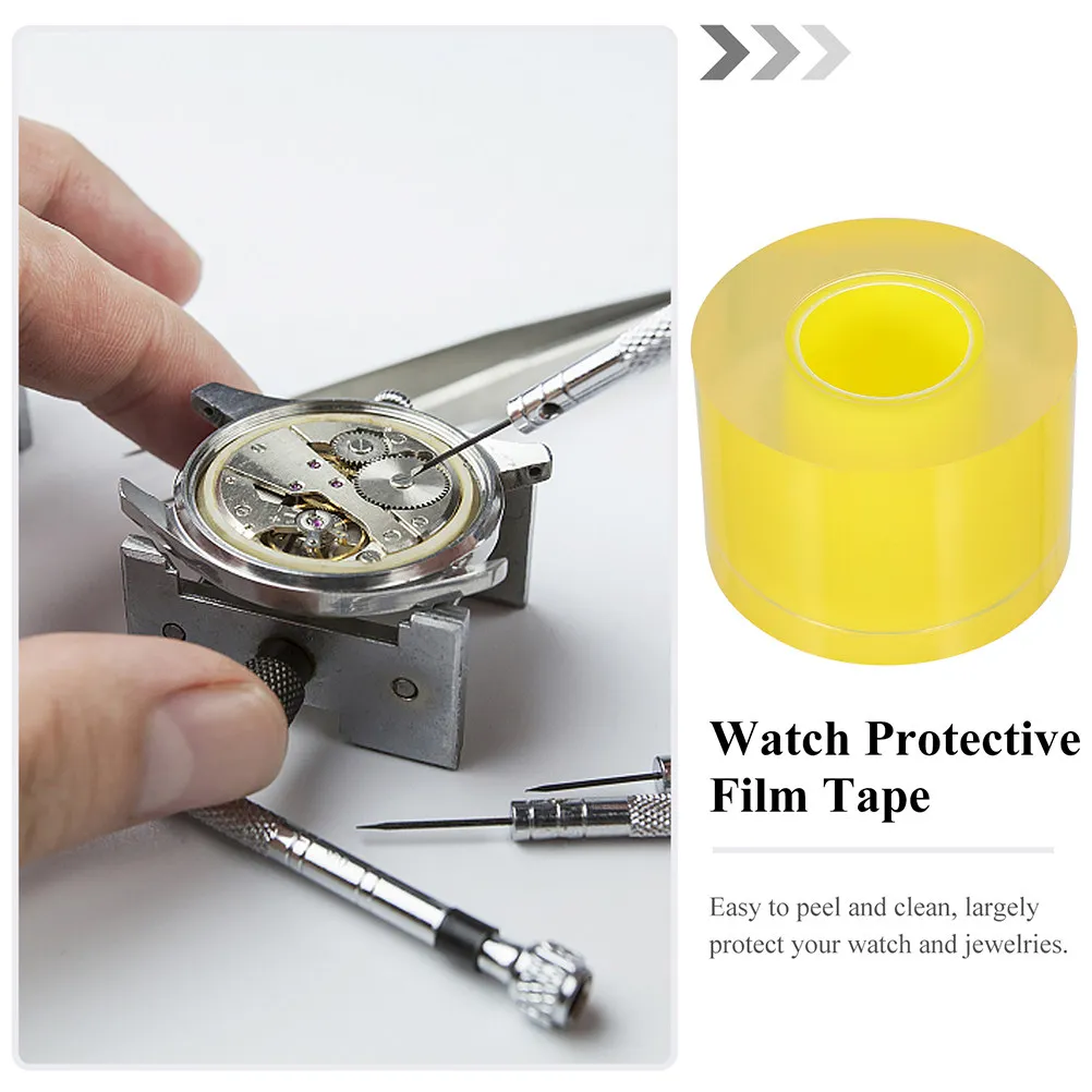 2 Rolls High Transparency Watch Jewelry Protective Film Tape Stretchable Scratch Dust Fingerprint Resistant Watch Film Tape