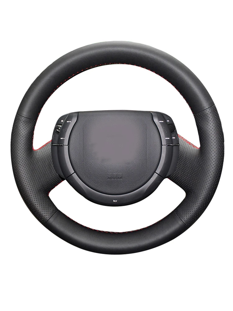 AOSRRUN Hand-stitched Black Leather Car Steering Wheel Cover for Citroen Triumph Old C4 C-quatre Car-Styling