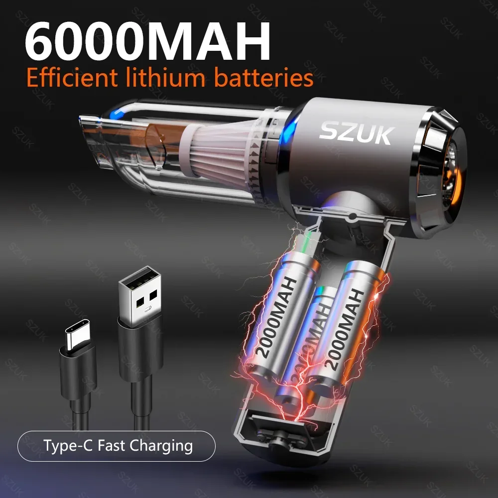 Portable 180000PA Car Vacuum Cleaner - Wireless, Handheld Cleaning Machine