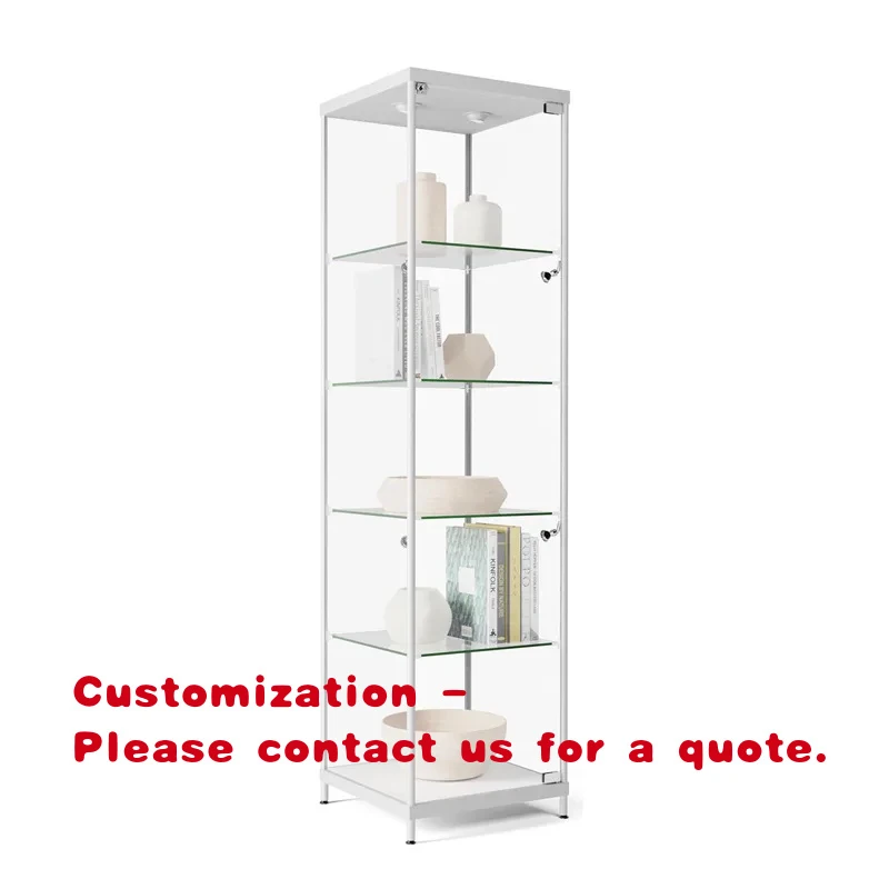custom.Tower Aluminum Frame Display Modern Jewelry Glass Showcase with Led Light