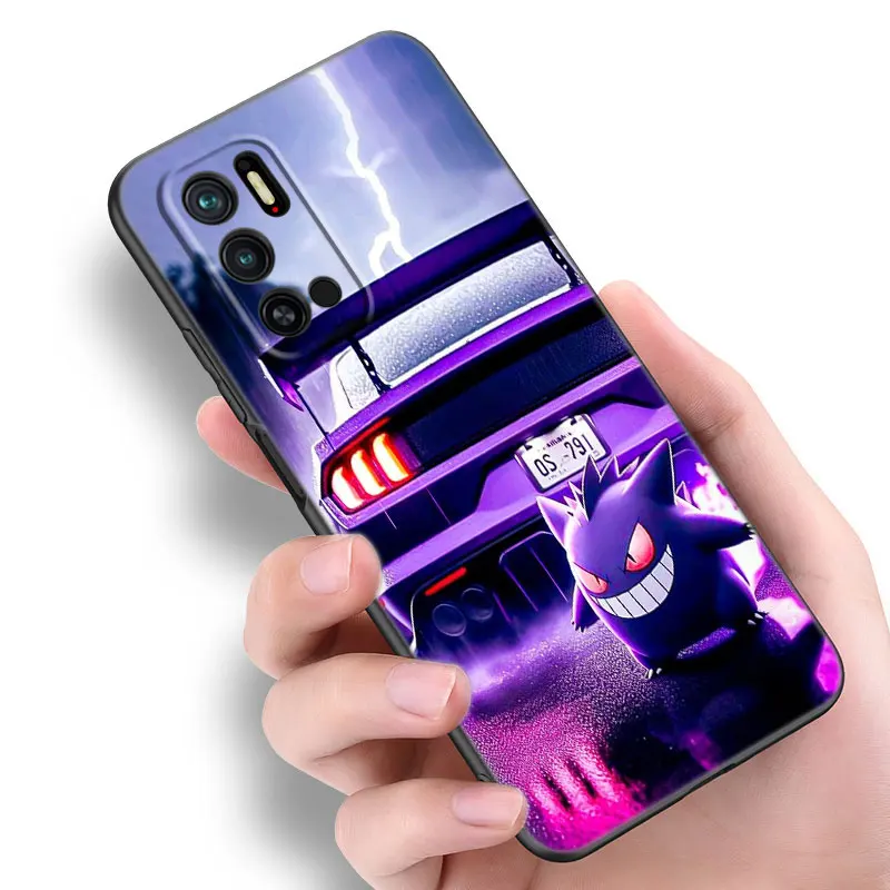 Capa de telefone de silicone preta Pokémon Gengar, Xiaomi Redmi Note 10, 11S, 12, 13 Pro, 4G Plus, 11T, 5G, 10S, 12S