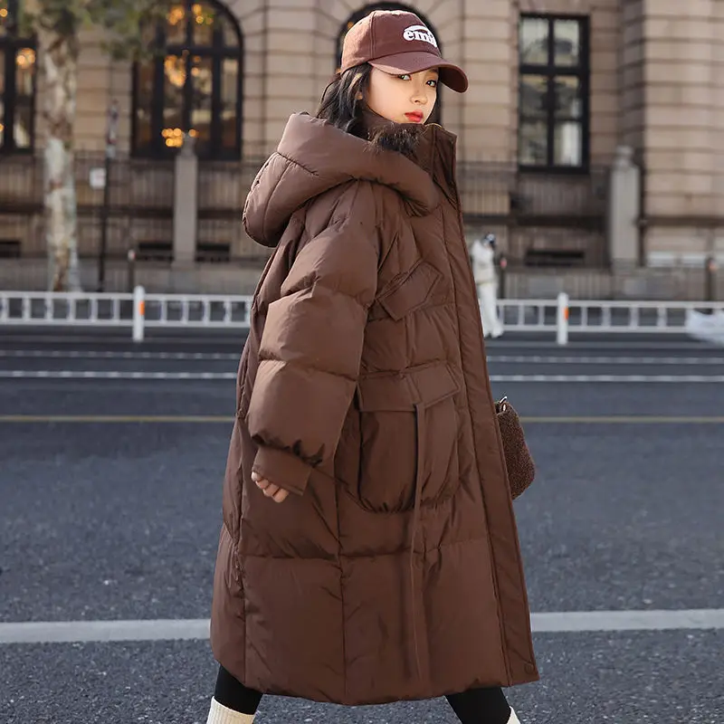 

Girl's Heavyweight Down Jacket 2025 Winter Long OverKnee Warm Coat for Kids Thick Winter Clothing with Thermal Insulation