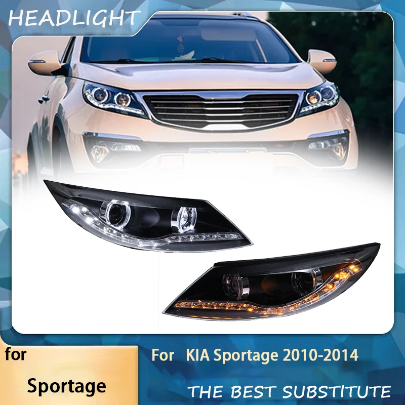 Auto Headlights For Kia Sportage 2010-2014 Xenon Front Lamp LED Bulbs DRL Upgrade Head Light Projector Lens Car Accessories Tool