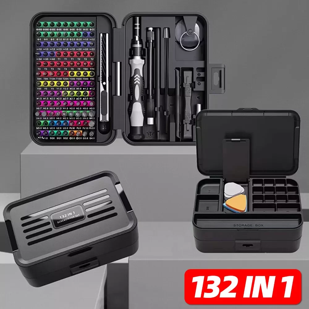 

Mini Precision Screwdriver Set with Color-Coded Identification, 132 in 1 Micro Magnetic Repair Tool Kits with Storage Box