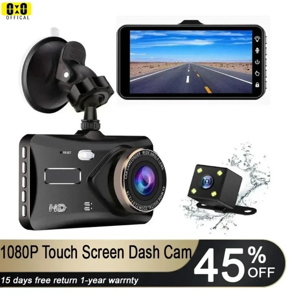 

Car Front + Rear Dual Camera Night Vision Reversing Image Car DVR/Dash Camera FHD1080P WIFI 4" Touch Screen Driving Recorder