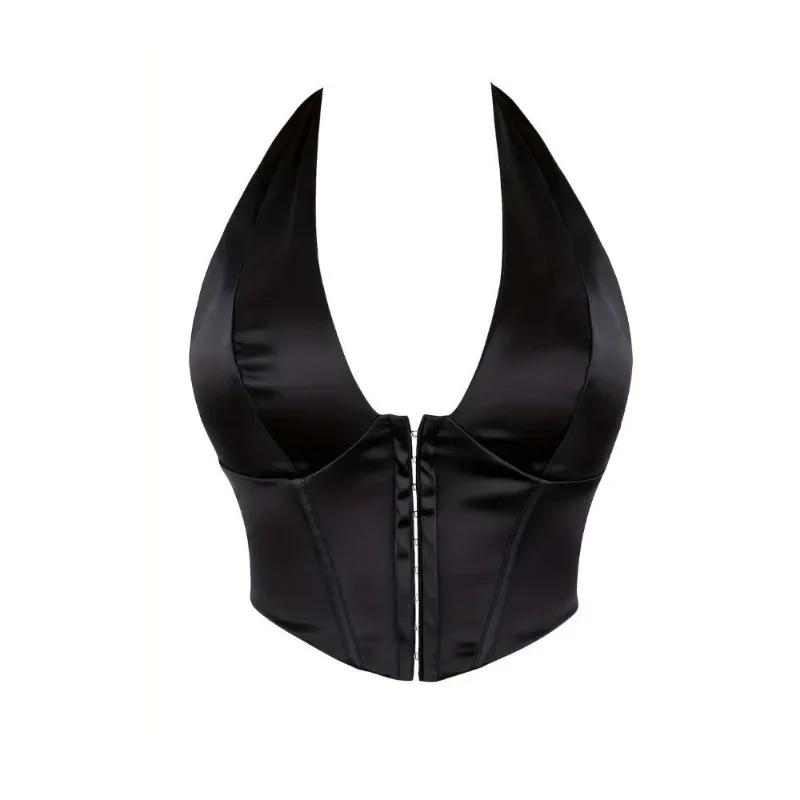 

Укороченные топы с глубоким v-образным вырезом и вырезом на шее, сексуальные женские топы с открытой спиной, вечерние майки без рукавов, женский укороченный жилет, уличная одежда