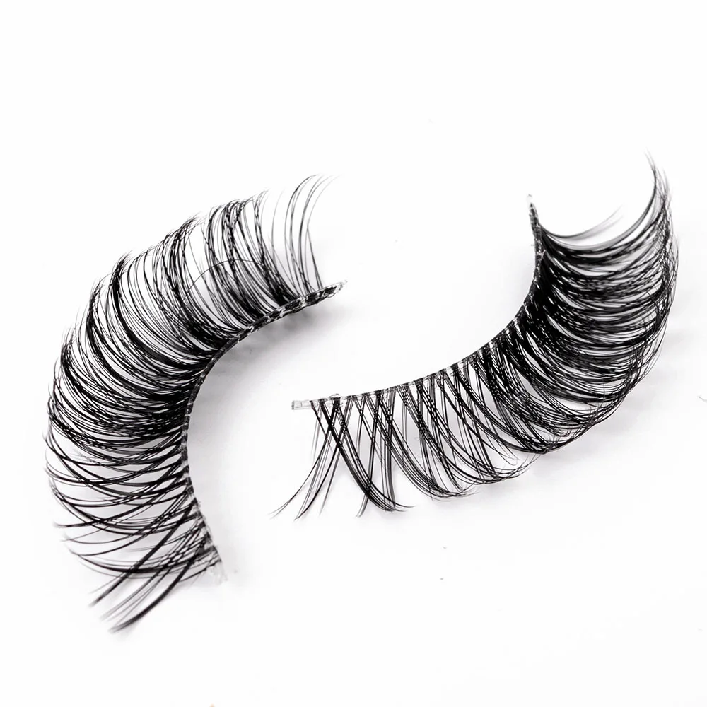 Yiernuo 1/5Pairs Long Transparent band vegan eyelash d curl russian eyelashes clear band lashes invisible band lashes