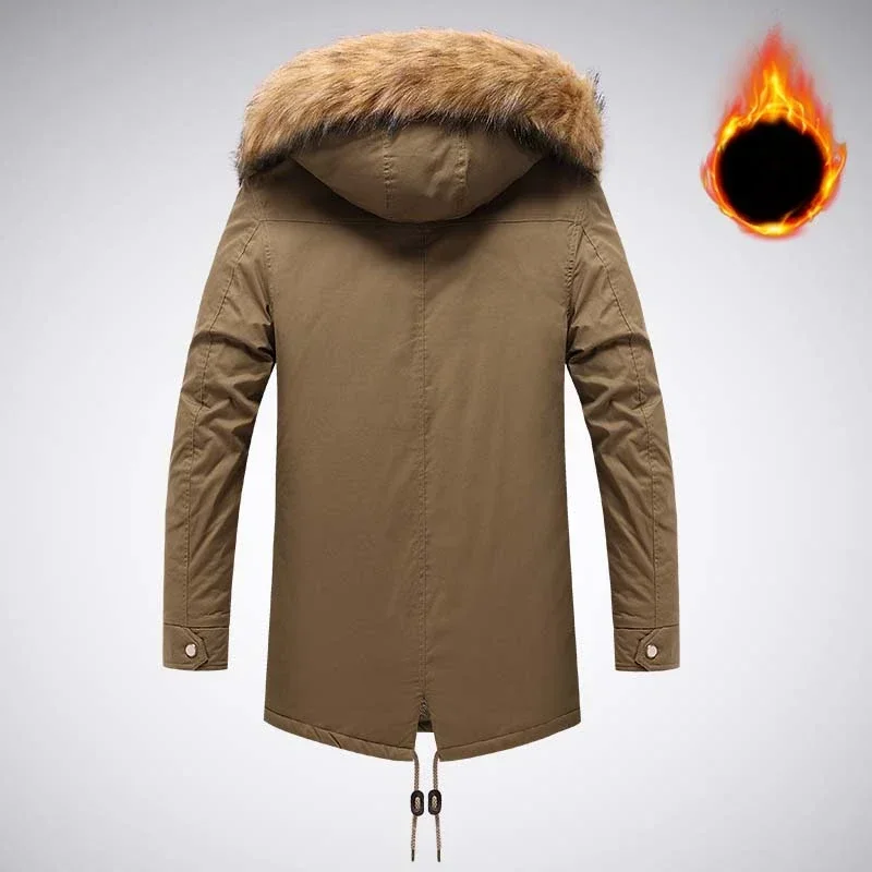 Parka Coat 2024 Autumn and Winter Fur Collar Cargo Jacket Multi-Pocket Portable Tool Coat Mountaineering Camping Men's Jacket