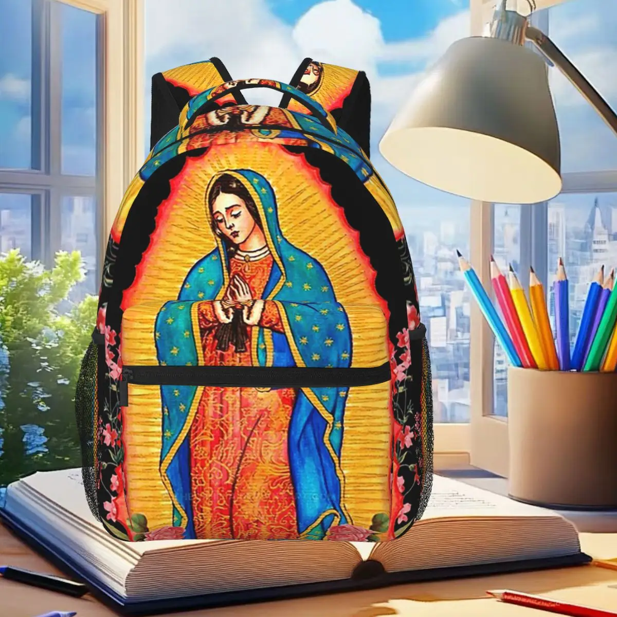 

Prayer Religious Catholic Our Lady Of Guadalupe Backpack Student Boys Girls BookBag Kids School Bag Computer Shoulder Bags